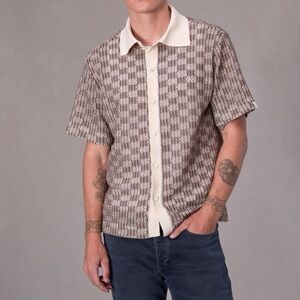 Rag & Bone Men’s Payton Short Sleeve Knit Button-Up Shirt Size XL